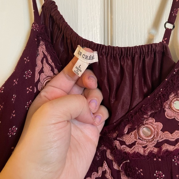 Burgundy mini dress with skinny straps - Picture 3 of 5